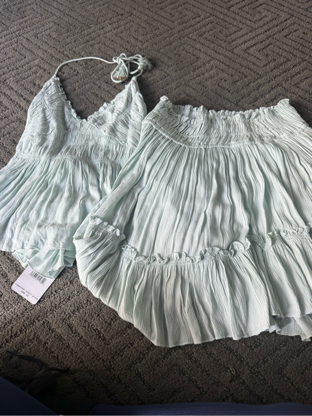 Free People Hooked On You Light Sage Tiered set